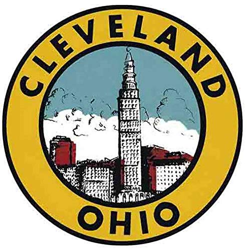 Cleveland Ohio Yellow Circle Vintage Travel Decal Sticker Souvenir