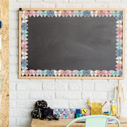 Image of Whaline 32.8 Ft Colorful Bow Bulletin Board Border Hippie Boho Color Bow Die-Cut Border Trim for Back to School Chalkboard Wall Decoration