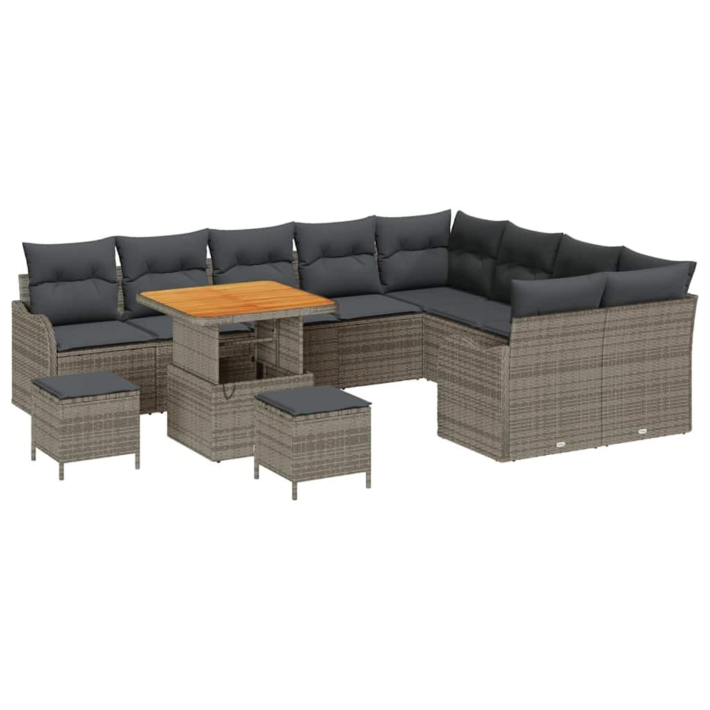 vidaXL Ensemble de canapé de Jardin 12 pc Gris polyrotin