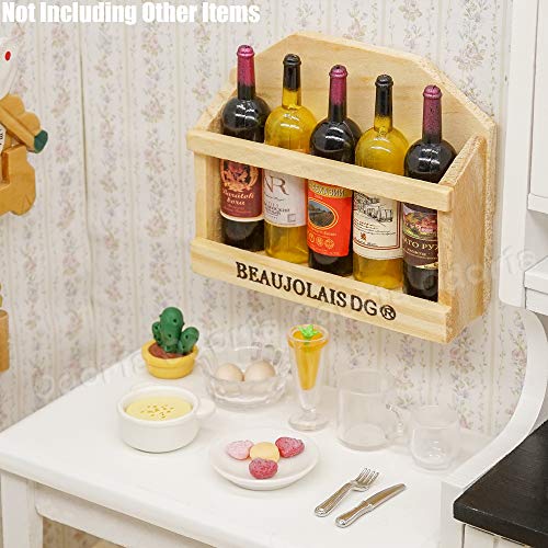 Odoria 1/6 Miniaturas Caixa de Vinho com Garrafas 5Peças Decoração Acessórios da Casa de Bonecas