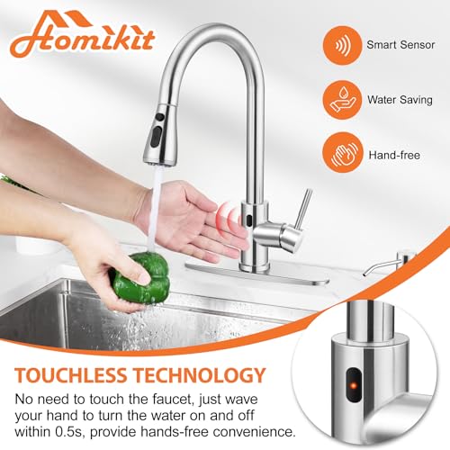 Homikit Touchless Kitchen Faucets With Pull Down Sprayer & Soap Dispenser thumb #3