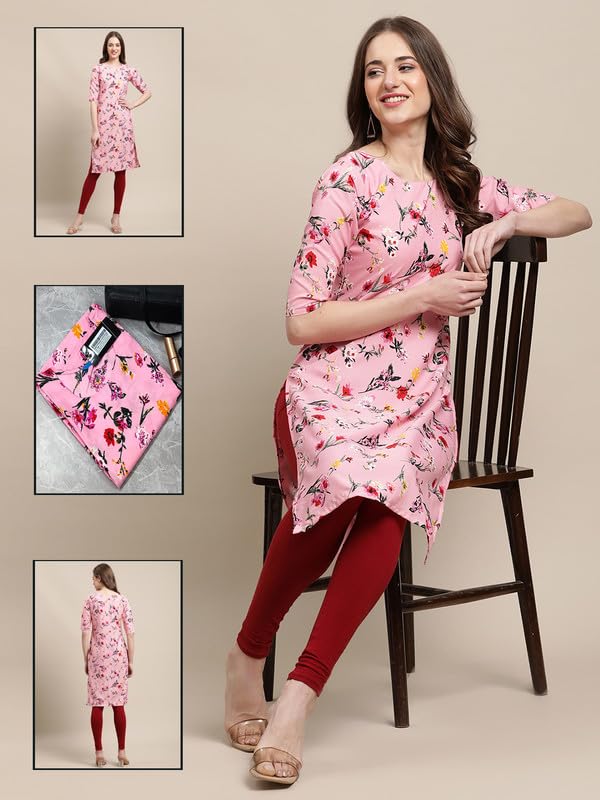 Image of Pinkmint Printed Kurti for Women's ll Straight Kurtis for Women's ll Stylished Kurti (Pack of 6)