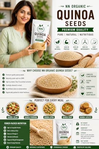 Image of Quinoa Seeds 4.5kg (1 x 5 Pack) | High Protein Gluten-Free Superfood | Ideal for Weight Loss & Healthy Diet | Vegan & Fiber-Rich Grain Substitute (4.5)