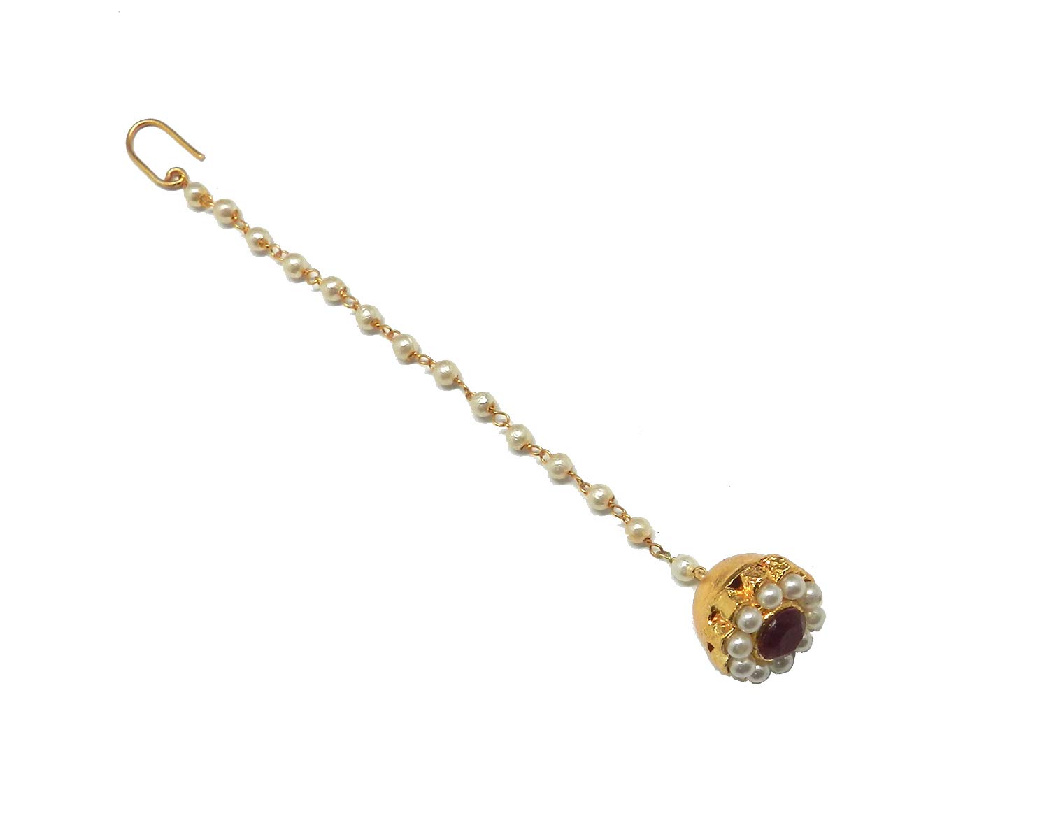 Radhesh Creation And Jewellery Fine Brass With Amercian Diamond & Pearl Chain Borla Matha Patti For Women (B075WVHMH5) Amazon Price History, Amazon Price Tracker