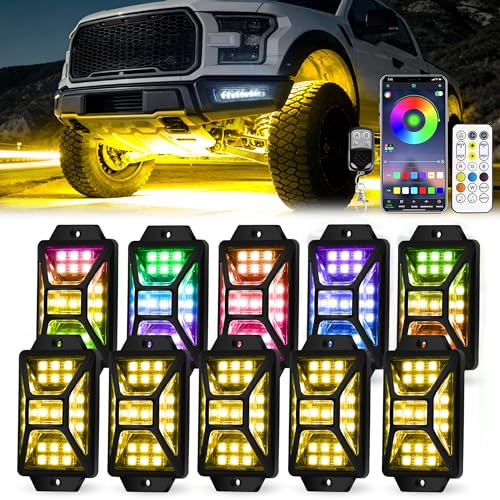 Image of 10 Pods 5 Sides Full Angle RGB Rock Lights for Trucks, App & Remote Control