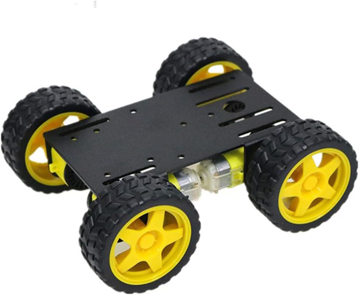 Premium 4wd Smart Robot Car Chassis Platform Kit for Arduino/Raspberry Pie/MicroBit, DC Electric Motor with Plastic TT Motor Tire Wheel 3-6V Dual Shaft Gear Motor TT Magnetic Gearbox Engine (Black)