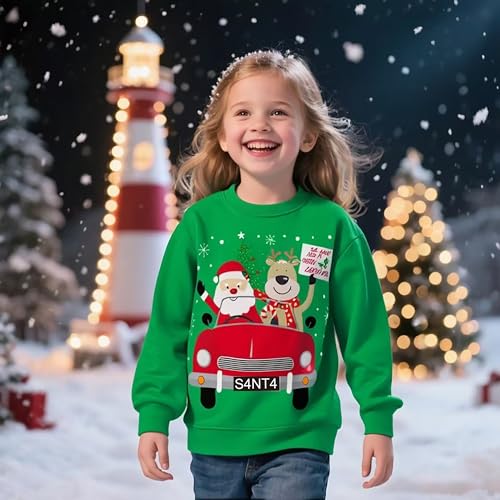 Kids Boys Christmas Sweatshirt Crewnec Size 3-5T4