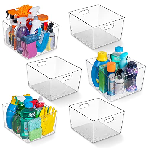 ClearSpace Clear Plastic Storage Bins – XL 6 Pack Perfect Kitchen or Pantry Organization Fridge Organizer and Storage Bins, Cabinet Organizers