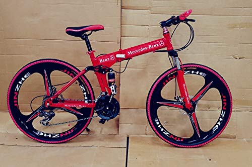 Image of Amaze Kai Dual Suspension Bikes Bm Foldable Gear Cycle for Men with 21 Speed Gear 6 Spoke | Folding Mountain Bike with Double Disc Break & Mac Wheel, 26 Inch, White N Black (red)