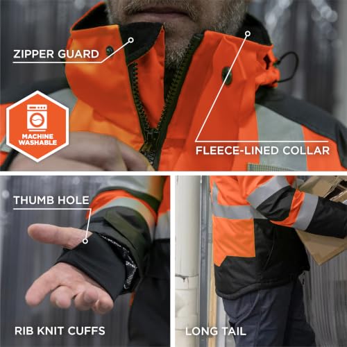 Image of Ergodyne Unisex Glowear 8390 Hi-vis Winter Jacket With Amplifire Heat Reflective Lining - Type R, Class 3