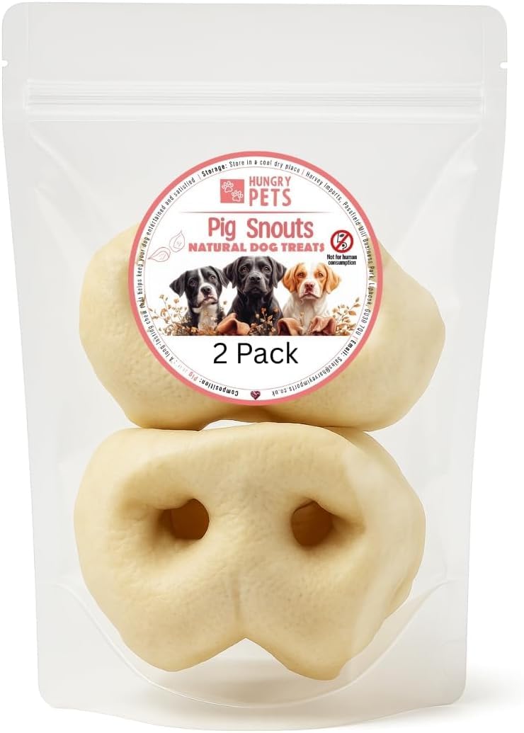 Hungry Pets Puff Pig Snout 2 Pack – Natural Dog Treats Chews, Grain Free, High Protein