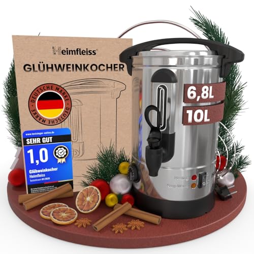 Heimfleiss® Glühweinkocher 6,8L aus Edelstahl | 1500W...