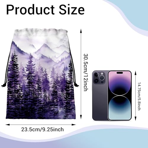 Image of Pine Trees Gymnastics Grip Bags Purple Adjustable Gym Storage Pouch for Gymnasts Dancer Holding