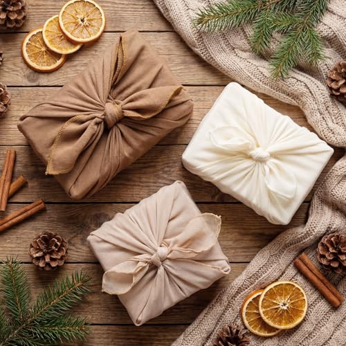 Papier cadeau réutilisable en lin pour offrir avec le cœur - 3