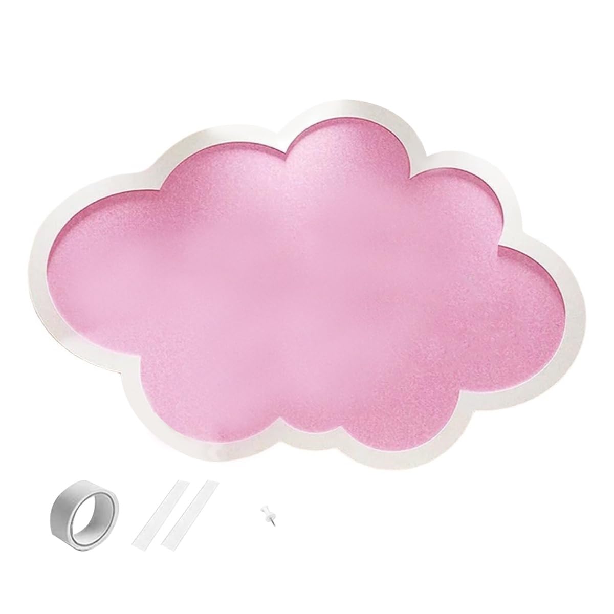 No Drill Self Adhesive Cloud Felt Board Large Decorative Pin Board Notice Bulletin Memo Board for Wall Display Pinboard for Office Home School Photo Walls (Pink (40 * 60cm))