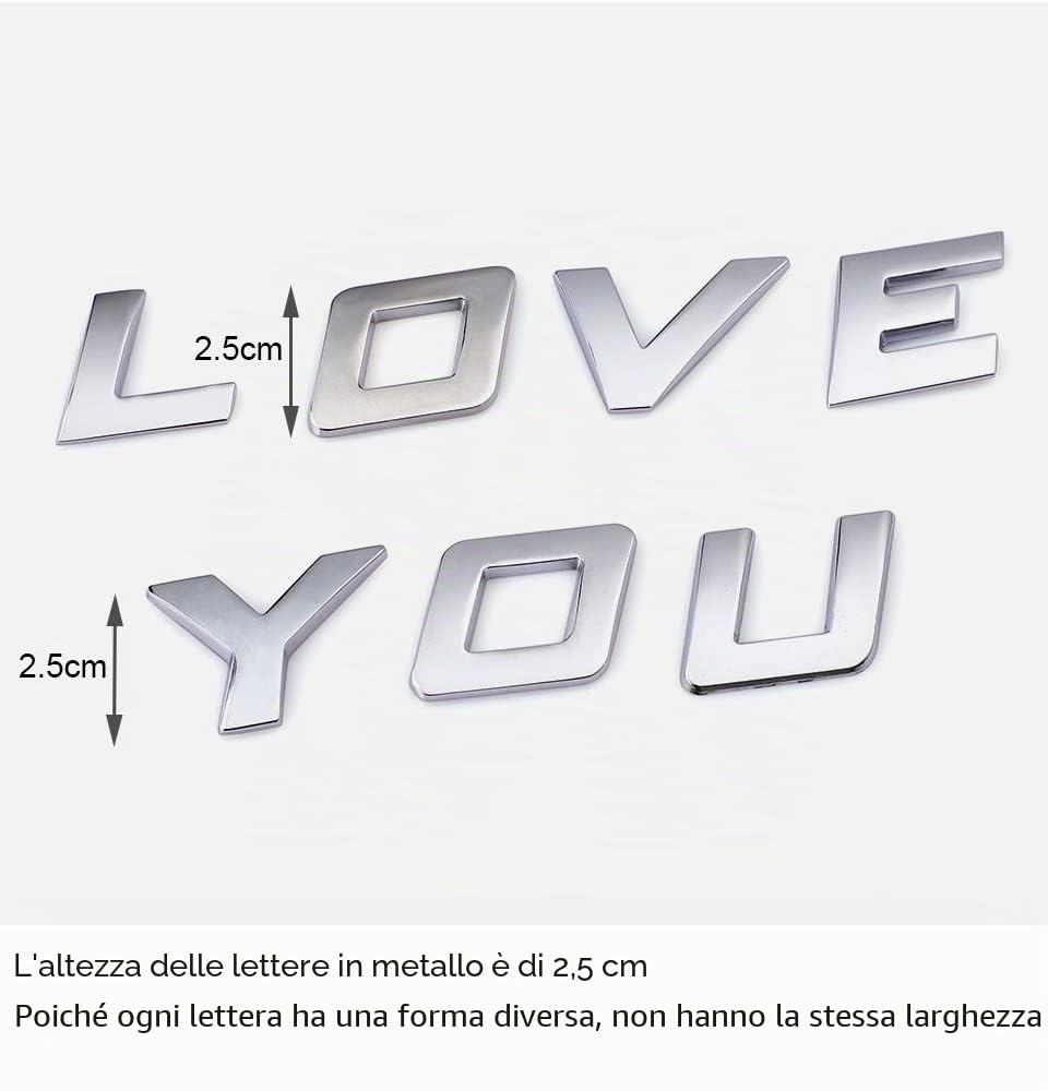 Lettere autoadesive 3D in metallo corsivo per auto decorazione