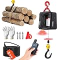 NEWTRY 3 in 1 Electric Hoist, Upgraded Infrared Limit Switch, 660LBS Portable Electric Winch, 110volt Vertically & Horizontally Lifting