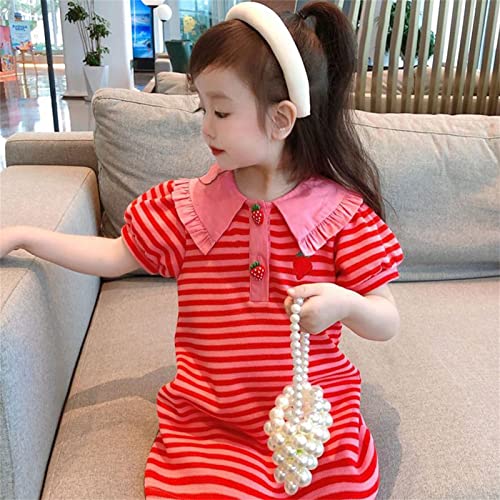 KAGAYD Toddler Girls Pan Collar Tennis Dress Kids Short Sleeve Casual Cotton Basic Tunic Shirt Playwear Dresses3