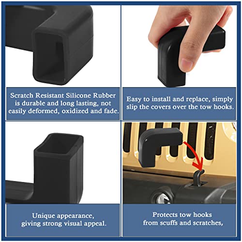 Factory Bumper Tow Hook Covers Fit For Jeep Wrangler Jk, Jl, Gladiator Jt 07-22 Front Bumper Protect From Scuffs And Scratches, 2 Pack (Black) #TOP5