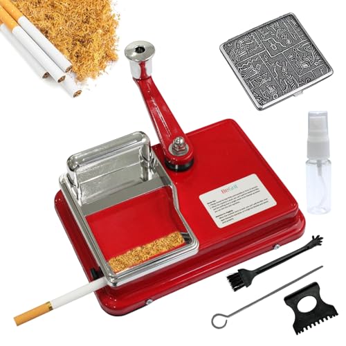 BeGrit Zigarettenstopfmaschine Stopfmaschine für Zigaretten 8mm Knopf Zigarettenstopfer Manuell drehmaschine zigaretten mit Zubehör Aufbewahrungsbox für einfache und konsistente Zigarettenherstellung