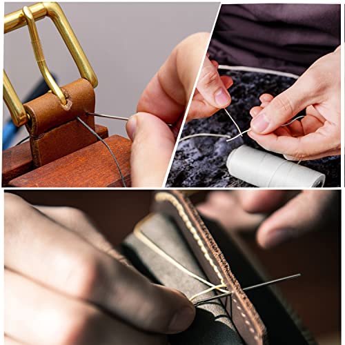 Needle And Thread Kit For Sewing Hair，Curved Needles Sewing(White) ，Leather Sewing Waxed Thread With Hand Sewing Needles Used For Repairing Sofa, Leather Canvas Repair #TOP3