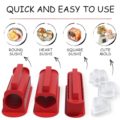 SKYSER Sushi Maker Set, 20 Stück sushi set zum selber machen - Rot – Ansicht 3