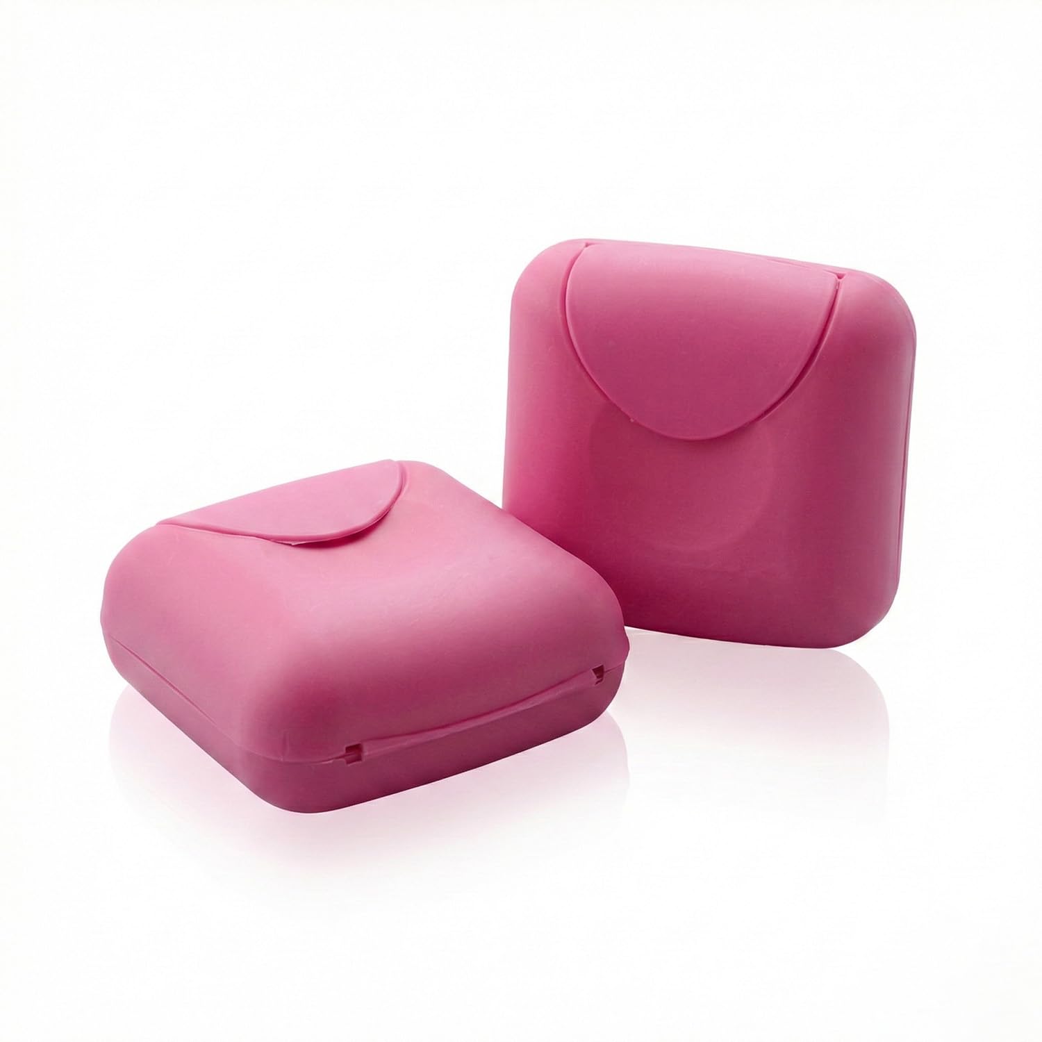 Hopzab 2 Pcs Travel Soap Box Small Size Square Soap Dish with Sealed Lid Portable Waterproof and Leakproof Case Holder for Home Bathroom Outdoor Gym Vacation Travel,Rose Red