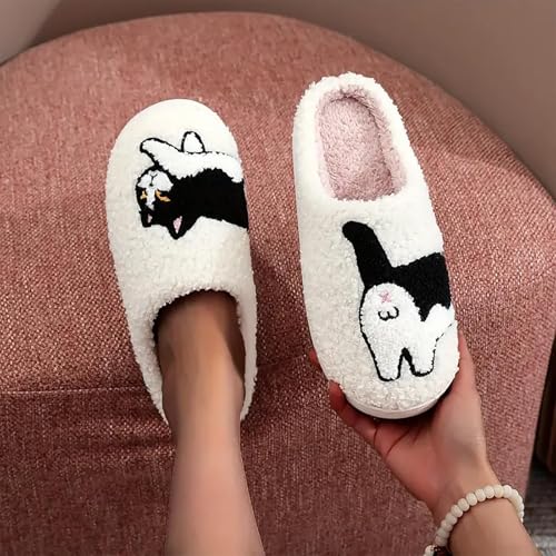 Image of Cute Animal Slippers for Women Man Cartoon Animal Slippers for Woman Fuzzy Memory Foam Winter Warm Fluffy Shoes