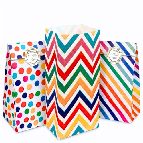 TEEPULL 21 PCS Kraft Paper Party Bags Kids Party Goodie Bags with Stickers