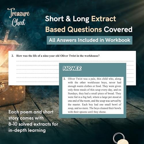 Image of Almond Books ICSE Class 9 Treasure Chest (WORKBOOK with ANSWERS) Poems & Short Stories - Notes, MCQs & Subjective Q&A