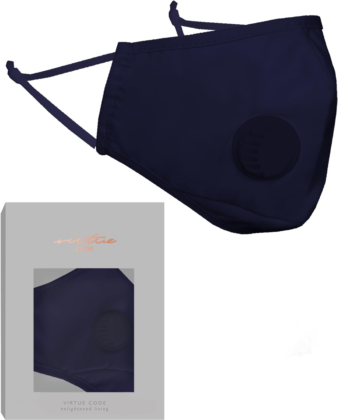 VIRTUE CODE Travel Threads in Navy Blue Fabric Face Masks 1 Mask 1 Filter