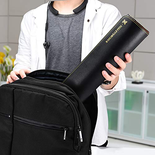 Leather Dice Cup Set, 5 Black Leather Dice Cups + 25 Dice + Exclusive Storage And Transport Case Made Of Faux Leather With Magnetic Closure #TOP6