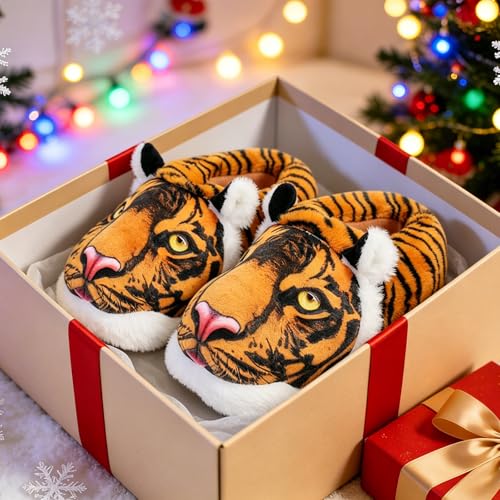 Image of Fluffy Hippo & Elephant Slippers - Oversized Warm House Slippers for Adults | Non-Slip Soft-Sole Indoor Slippers