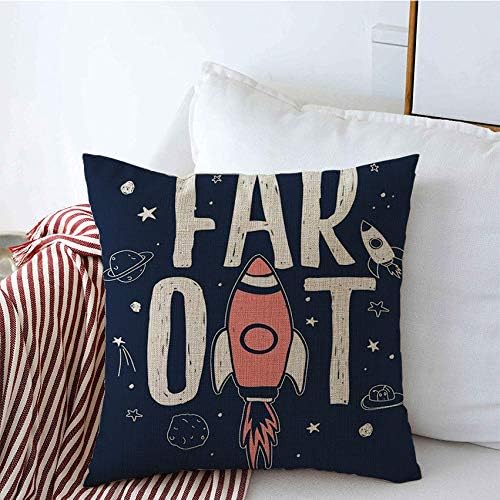 Amazon Com Decorative Pillow Covers For Couch Kid Retro Drawing Far Out Slogan Science Adventurer Spaceship Boy Galaxy Space Hand Astronaut Star Throw Pillow Cushion Cases Sofa Bench 16x16 Inch Home Kitchen