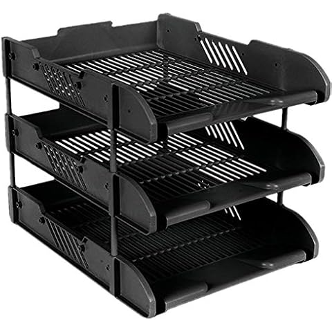 Gofeibao Letter Tray File Tray Document Tray Desk Organiser Tray Stackable Letter Tray Desk Organiser Desk Tidy Organiser Desk Letter Tray Desk Filing Trays black Cover
