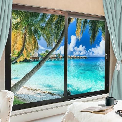 Película decorativa para ventana con diseño marino azul moderno miniatura 1