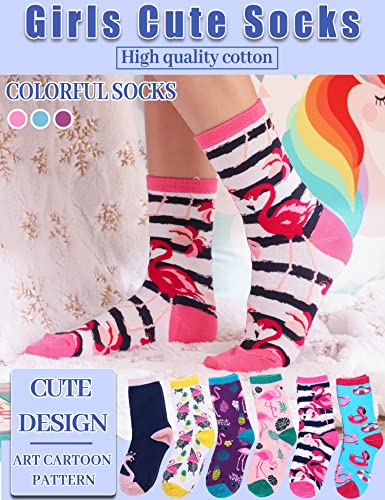 Image of Anlisim Girls Socks Cute Animal Pattern Cartoon Novelty Fashion Soft Cotton Socks 6 Pairs
