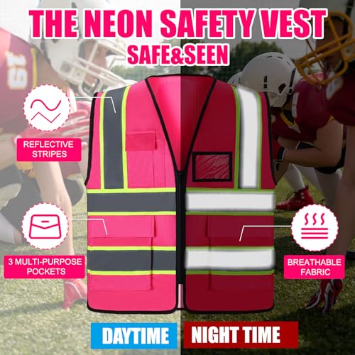 Geiserailie 9 Pcs Neon Construction Worker Costume Reflective Vest Hat Glasses Bracelet Socks for Women Football Spirit Week - Image 6