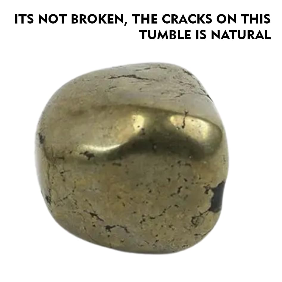 Image of Crystal Pyrite Tumble Stone Pebble Tumbled Gemstone for Reiki Healing Vastu Correction Gravels for Aquarium Home Decor Garden Table 100 Gm