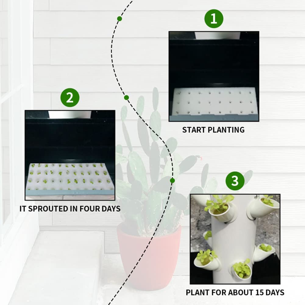 Sistema de Cultivo hidropónico de Interior de 15 Capas y 45 Orificios con luz LED de Cultivo, Sistema de Cultivo hidropónico en Torre sin Suelo de Bricolaje con Bomba y Tanque de Agua móvil