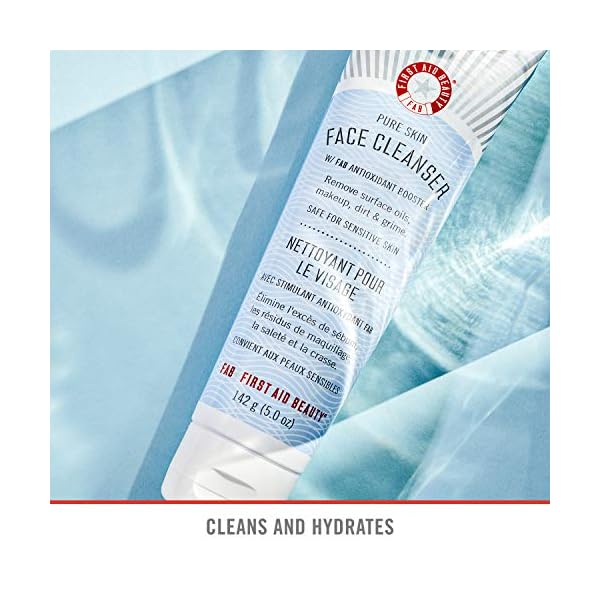 First-Aid-Beauty-Pure-Skin-Face-Cleanser-Sensitive-Skin-Cream-Cleanser-with-Antioxidant-Booster--5-oz First Aid Beauty - Pure Skin Face Cleanser, Effectively Removes Makeup, Dirt, and Impurities, Gentle Cleanser Leaves Skin Soft & Supple, Safe for Sensitive Skin, Fragrance Free, 5 oz