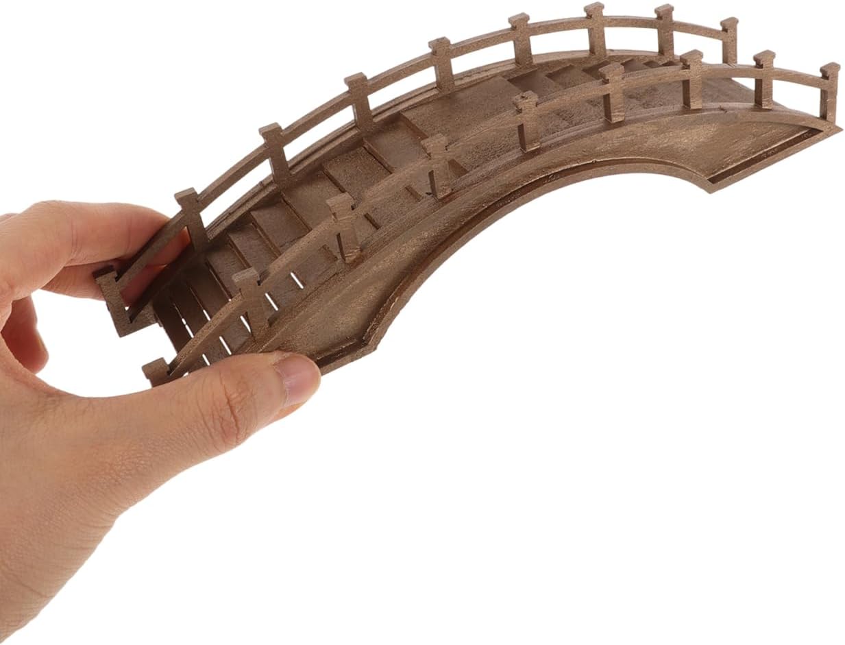 PRETYZOOM Arch Bridge Statue Adornments Solid Wood Landscaping Bridge Miniature Garden Accessory