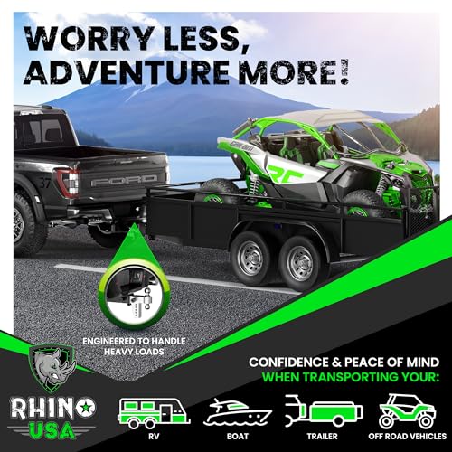 Image of Rhino USA Adjustable Trailer Hitch (2-Inch Receiver) - Heavy Duty Aluminum Tow Hitches with 8-Inch Drop /Rise for Truck (12,500 LBS GTW) - Weatherproof Double Anti-Theft Locking Hitch Pins (Silver)
