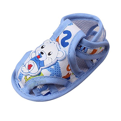 Lurryly Newborn Infant Girl Boy Soft Sole Shoes Cartoon Anti-Slip Casual Toddler Sandals 0-18 M (0~6 Month, US:2.5, Blue)