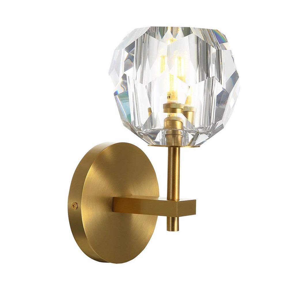 HPTHLY Wall Mounted Light Crystal Ball Wall Sconce Brass Material Body Light G9 Rustic Industrial Vintage Wall Lights Crystal Globe Lampshade Wall Lamp Indo