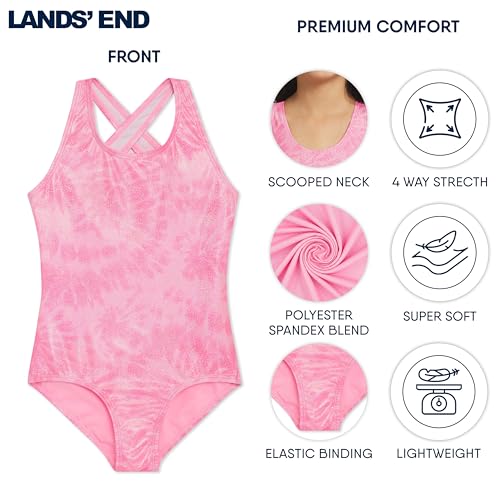 Image of Lands' End Girls' UPF 50+ Stretch Crisscross Back One Piece Swimsuit
