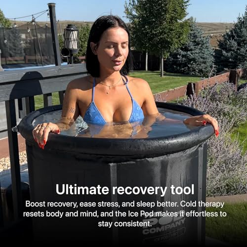 Image of The Pod Company Pro Ice Pod Complete Cold Plunge Bundle - 100-Gallon Ice Bath with 18 Ice Bricks, Insulated Lid & Cover, Water Jet, Maintenance & Cleaning Kit, Thermometer & Floor Mat