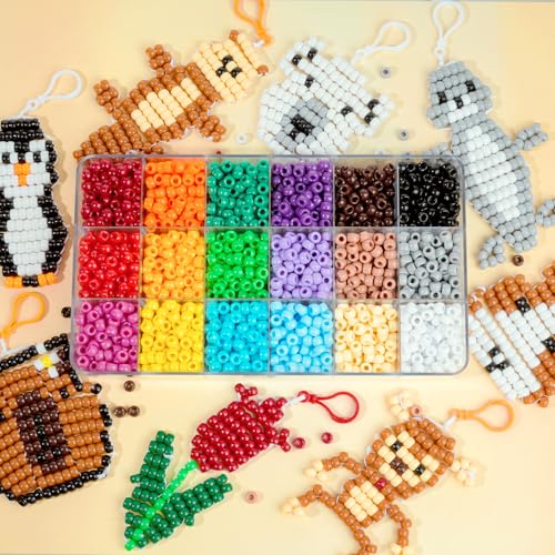 Image of 2600+pcs Pony Beads Kit, Plastic Multicolor Pony Bead Bulk with Elastic String 18 Color Rainbow Bead Pets DIY Crafts Jewelry Making Kit for Bracelets Bag Charm Necklaces Key Chains