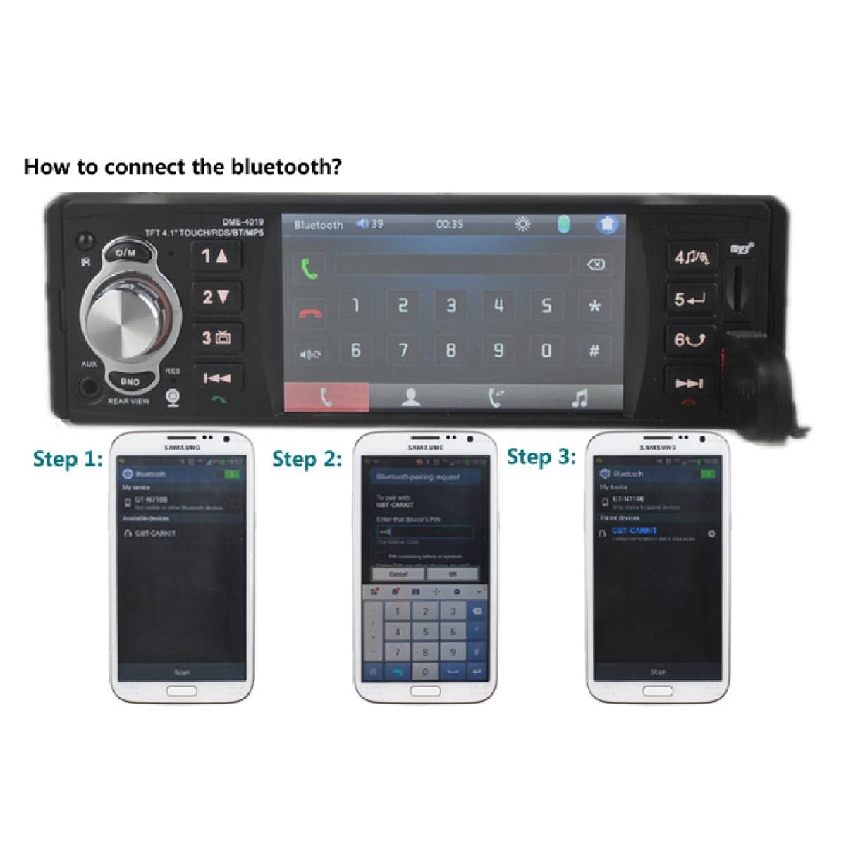 4.1 cal 1 Din Radio samochodowe Audio Stereo 1Din RDS USB Radio AUX FM Stacja Bluetooth z kamer? cofania Pilot zdalnego sterowania
