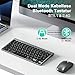 PINKCAT Tastatur Kabellos, 2,4 G USB Dual Deutsches QWERTZ Layout Kompakte Mini Kabellose Bluetooth Tastatur mit Multimedia-Tasten, Keyboard PC, Kompatibel mit Notebook, Laptop, PC, Windows (Grau)